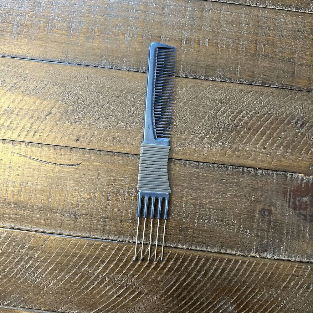 NEW Vintage Caruso Comb Dual Side Pick Comb Teal Blue Grey Gripper Teasing Lift - Picture 2 of 5